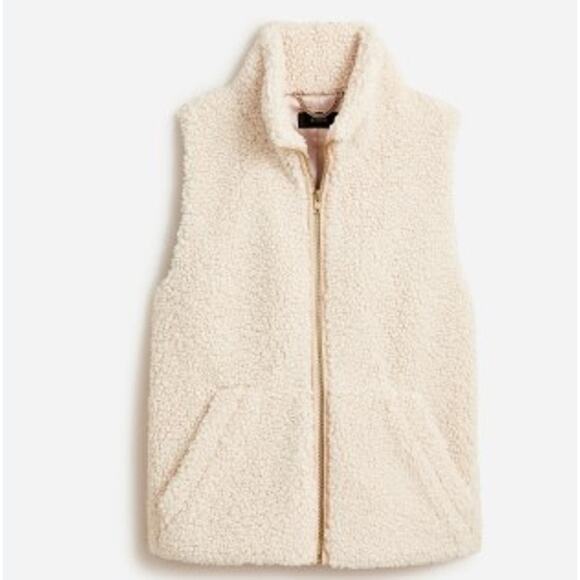 J. Crew Jackets & Blazers - NEW J. Crew Womens Teddy Sherpa Faux Fur Vest BA526 HO22 Divine Cream XL